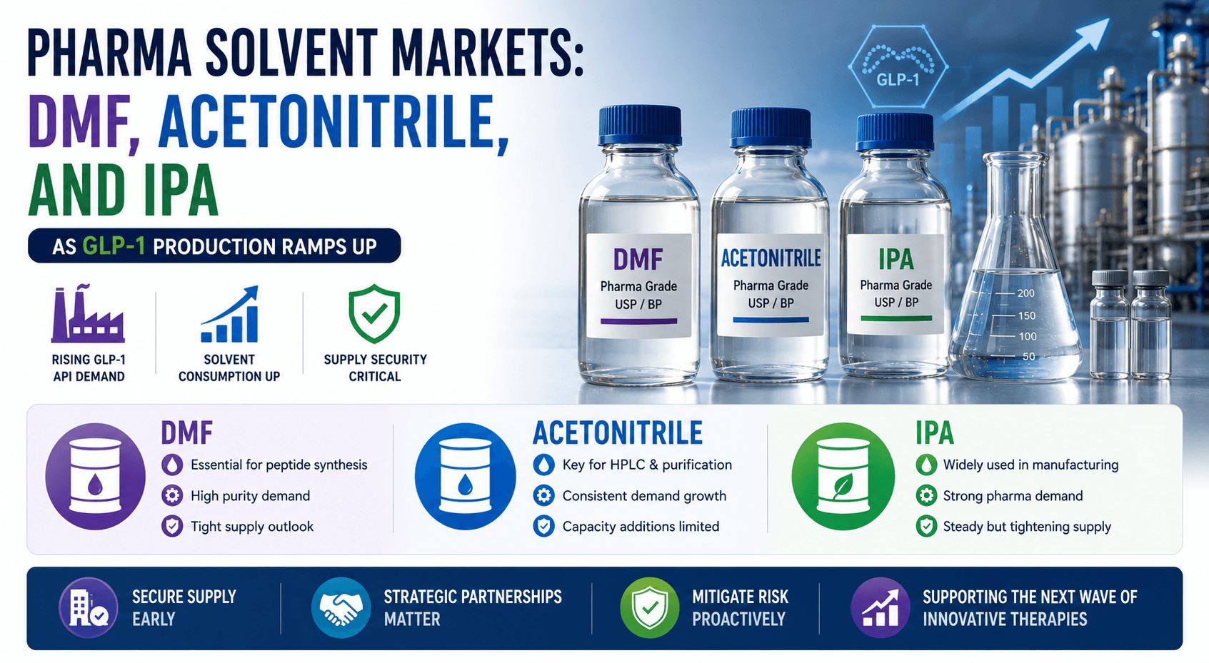 Mga Markado ng Solvent ng Pharma: DMF, Acetonitrile, at IPA bilang GLP-1 Production Ramps Up