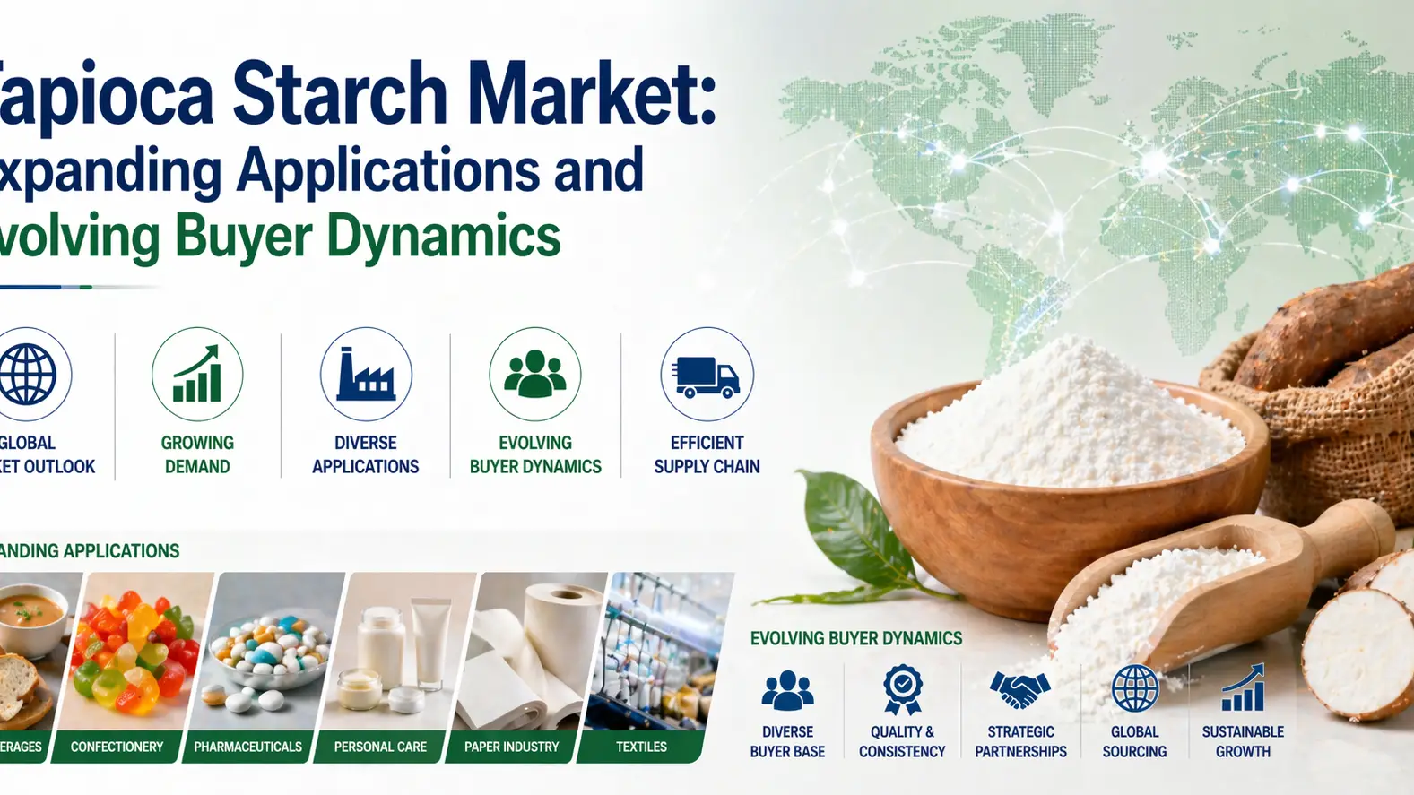 Tapioca Starch Market: Pagpapalawak ng Mga Aplikasyon at Nagbabago na Dynamics ng Mamimili